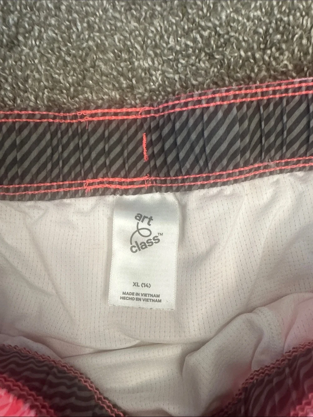 art class Pink Tropical Leaf Elastic Waist Shorts